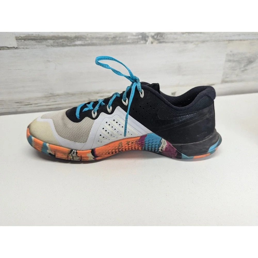 Nike Metcon 2 Amplify Mens 9.5 Training Shoes Black White Multicolor 821913-102